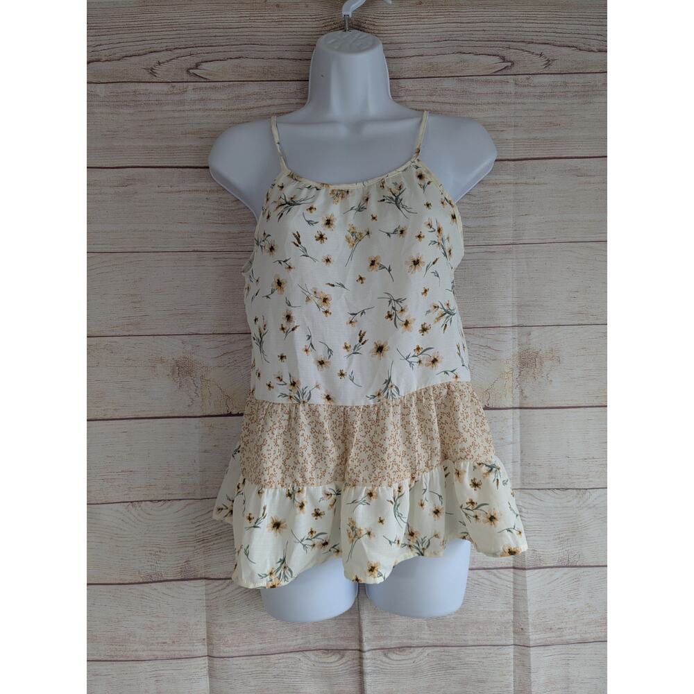 Paper Crane Anthropologie Off White Floral Cami Top size XSMALL New